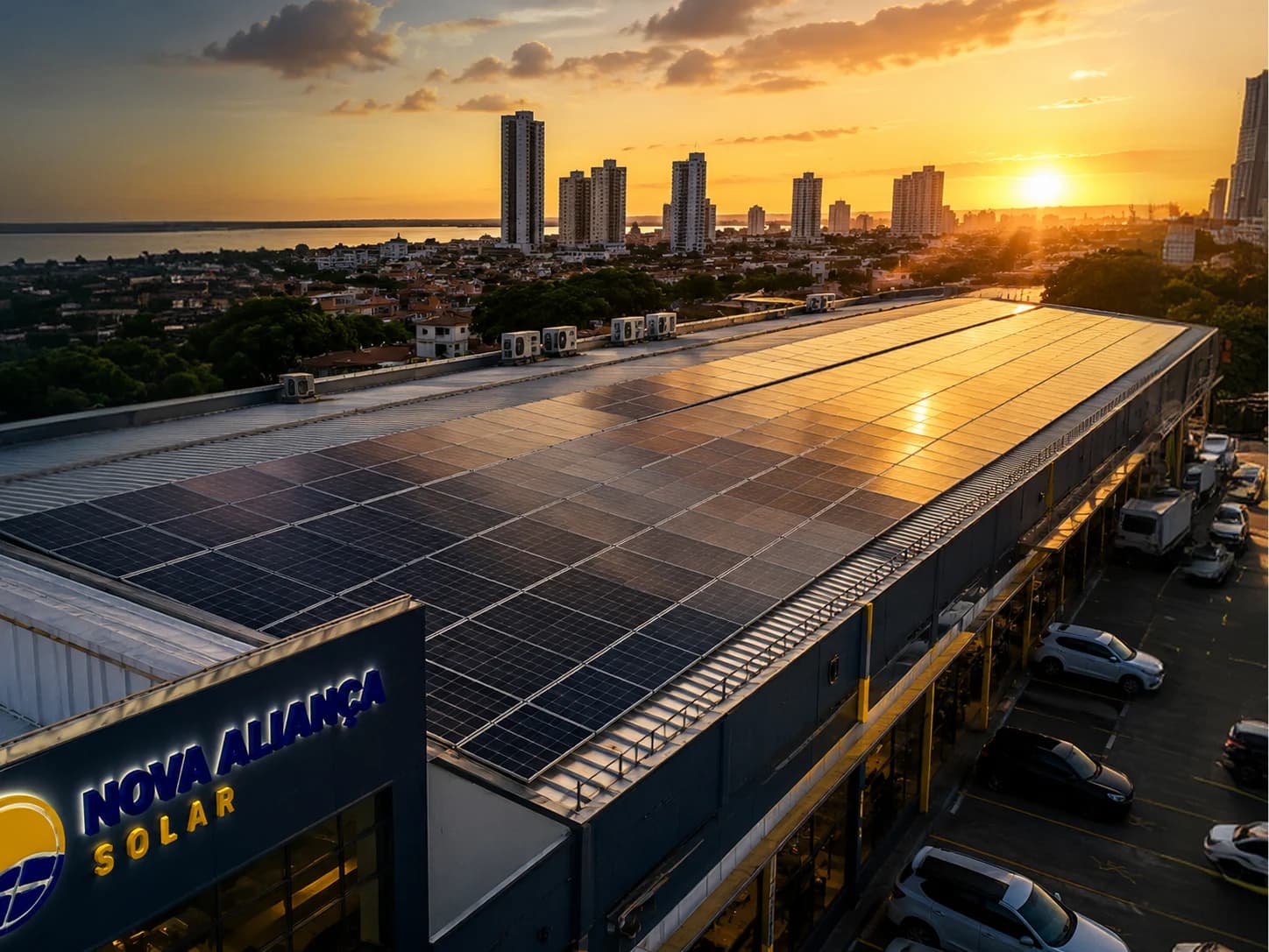 Projeto comercial de energia solar em telhado atendido pela Nova Aliança Solar