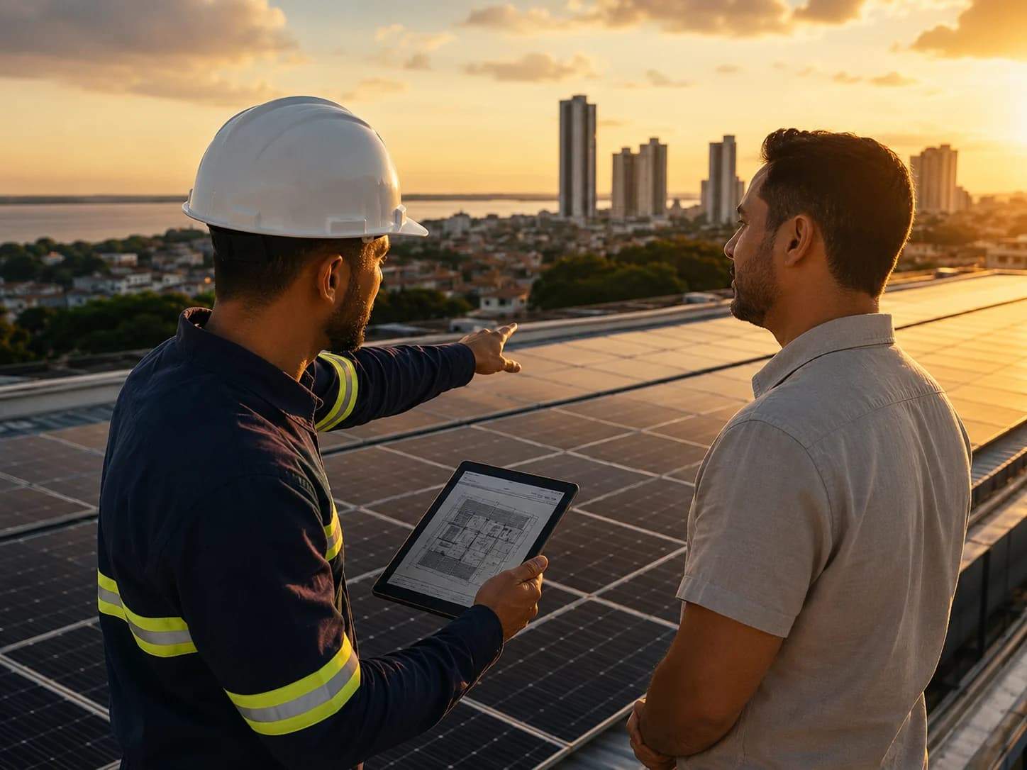 Técnico da Nova Aliança Solar durante atendimento e instalação